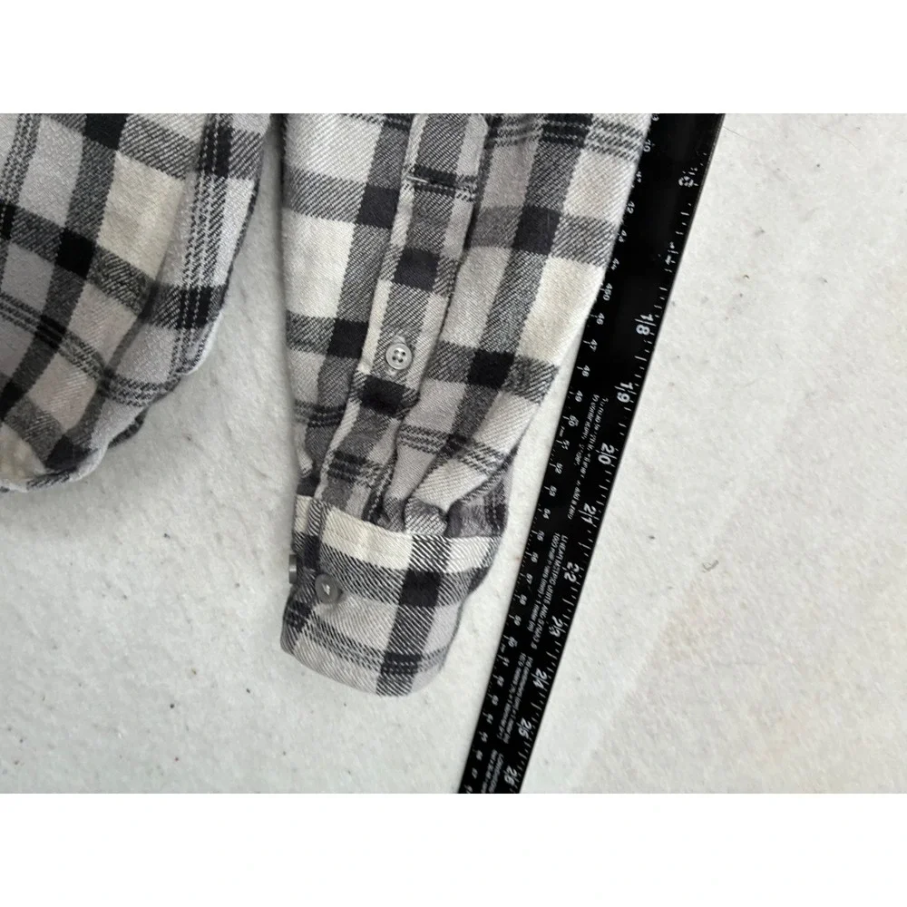 The North Face Mens Plaid Flannel Shirt Grey Black White Long Sleeve S P 6443 NF